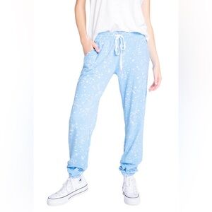 PJ Salvage flick of a brush banded pant blue size medium drawstring lounge